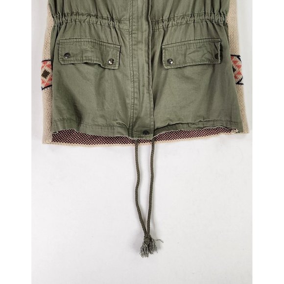 Blue Pepper Vest Womens Medium Green Cinched Southwestern Aztec Cargo Sweater - Picture 5 of 12